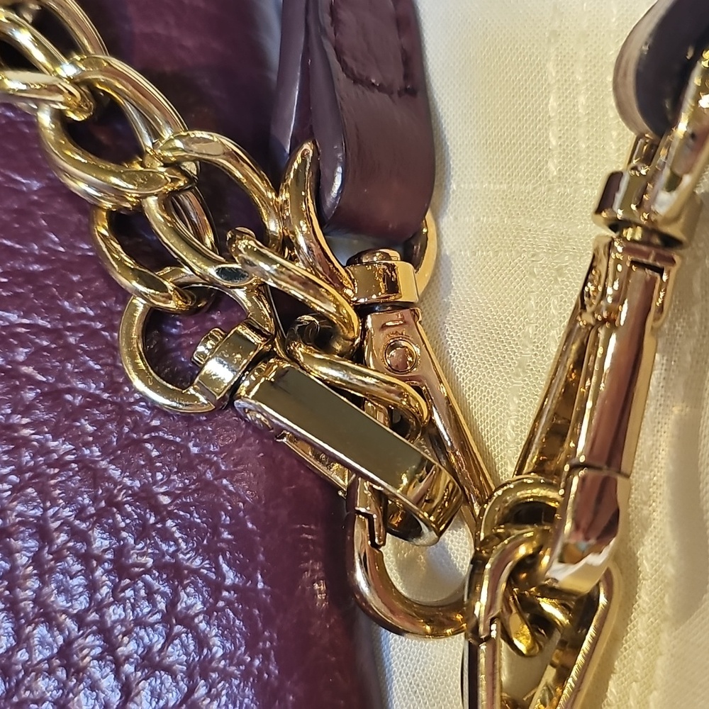 Lodis Deep Plum Convertable Clutch Multi Functional Chain And Leather Strap - Picture 3 of 16